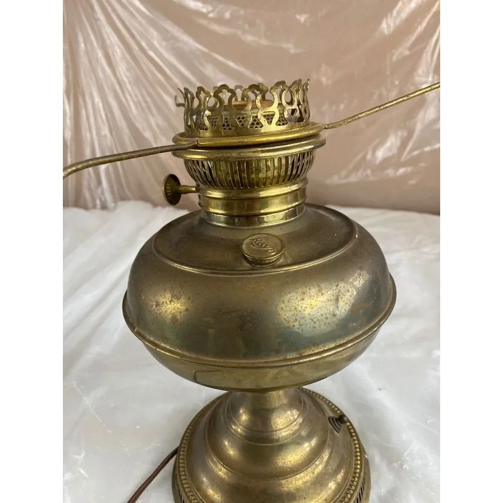 Vintage Brass Hurricane Table Lamps Set of‎ 2 Electric 12